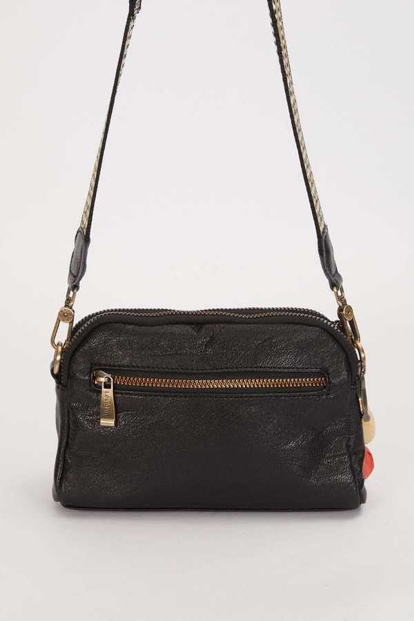 LevidorSiyah Boncuk Aksesuar Detaylı Omuz Çantası