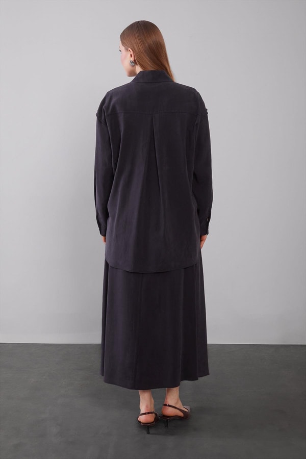 LevidorSiyah Boncuk Bağlama Detaylı Etek Takım