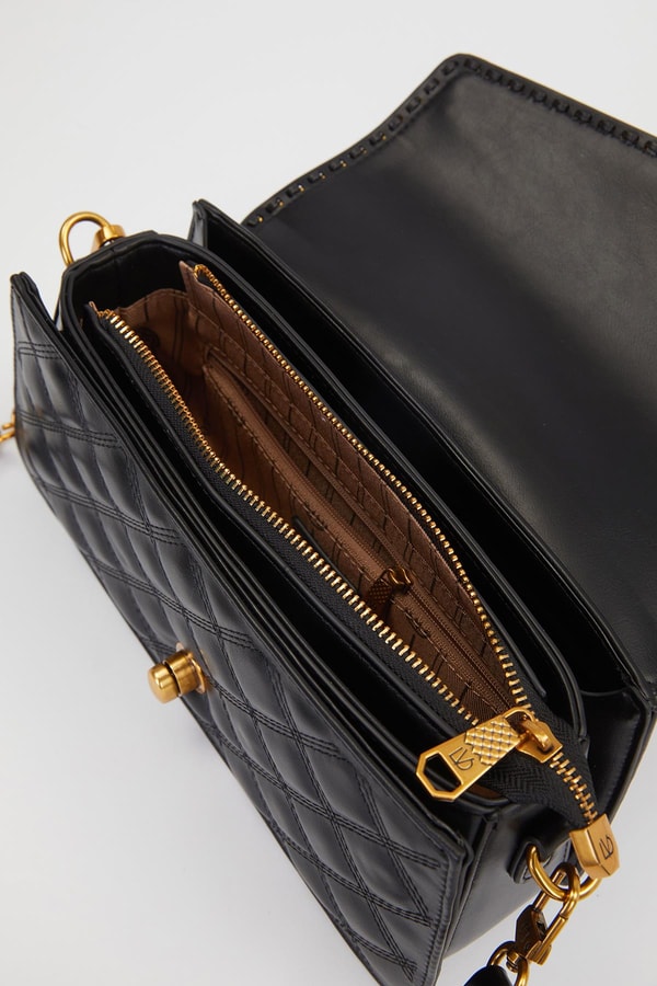 LevidorSiyah Burma Kilit Detay Omuz Çantası