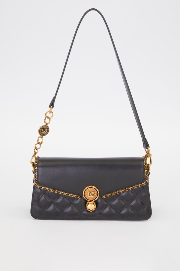 LevidorSiyah Burma Kilit Detay Omuz Çantası