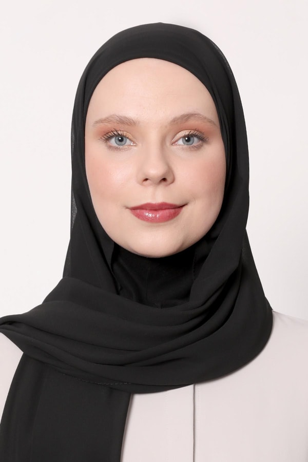 LevidorSiyah Büyük Hijap Şifon Şal