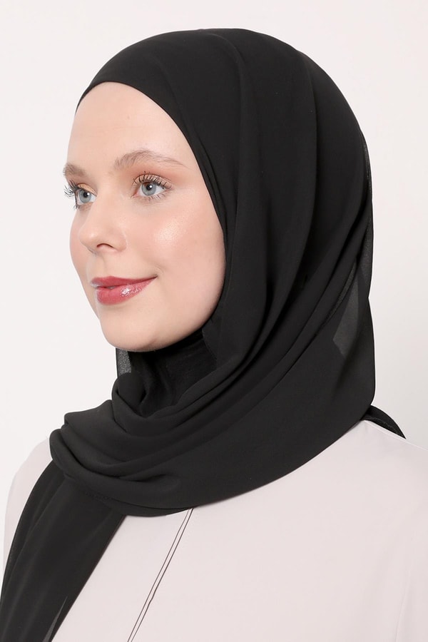 LevidorSiyah Büyük Hijap Şifon Şal