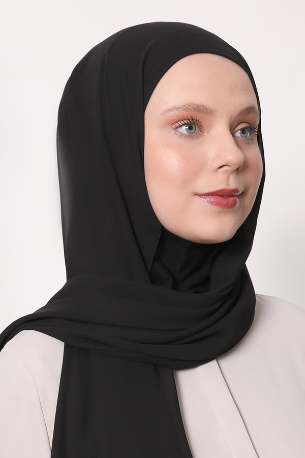 LevidorSiyah Büyük Hijap Şifon Şal