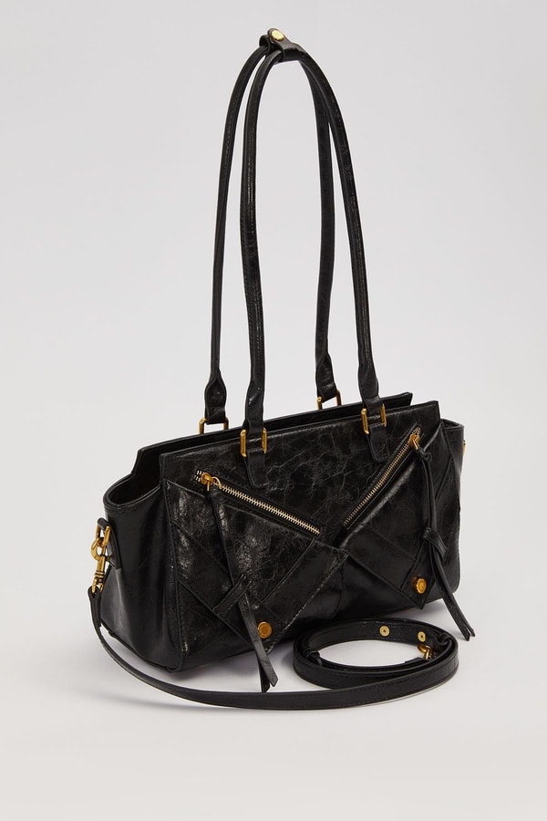 LevidorSiyah Çapraz Fermuar Detaylı Omuz Çantası