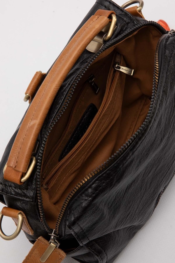 LevidorSiyah Çapraz Fermuar Detaylı Sırt Çantası