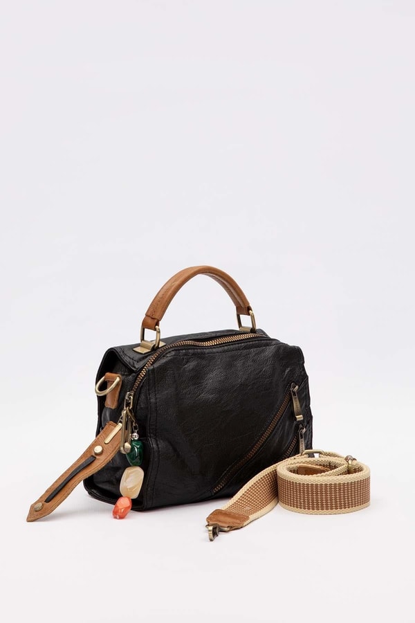 LevidorSiyah Çapraz Fermuar Detaylı Sırt Çantası