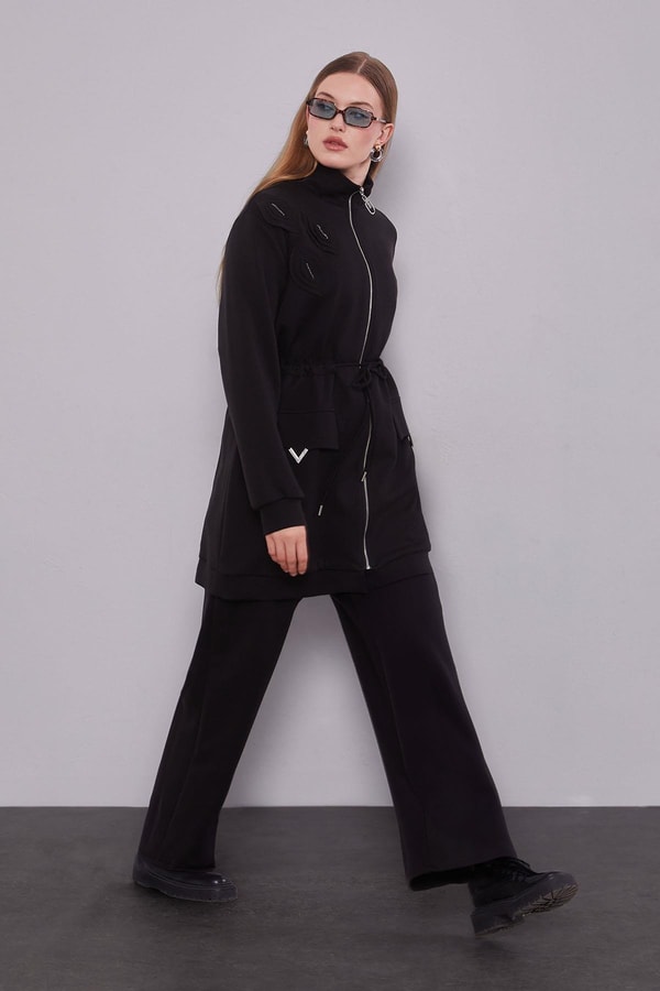 LevidorSiyah Cep Aksesuar Detaylı İkili Takım