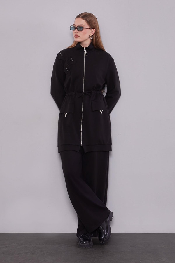 LevidorSiyah Cep Aksesuar Detaylı İkili Takım