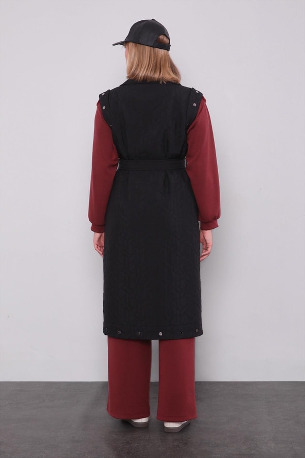 LevidorSiyah Cep Aksesuar Detaylı Yelek