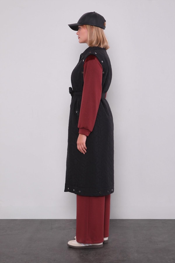 LevidorSiyah Cep Aksesuar Detaylı Yelek