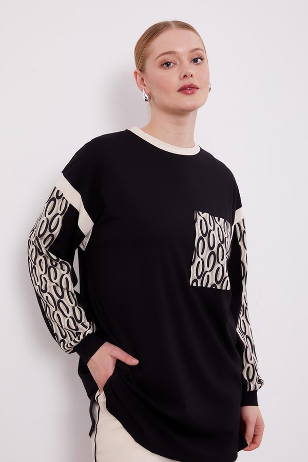 LevidorSiyah Cep Desen Detaylı Spor Takım