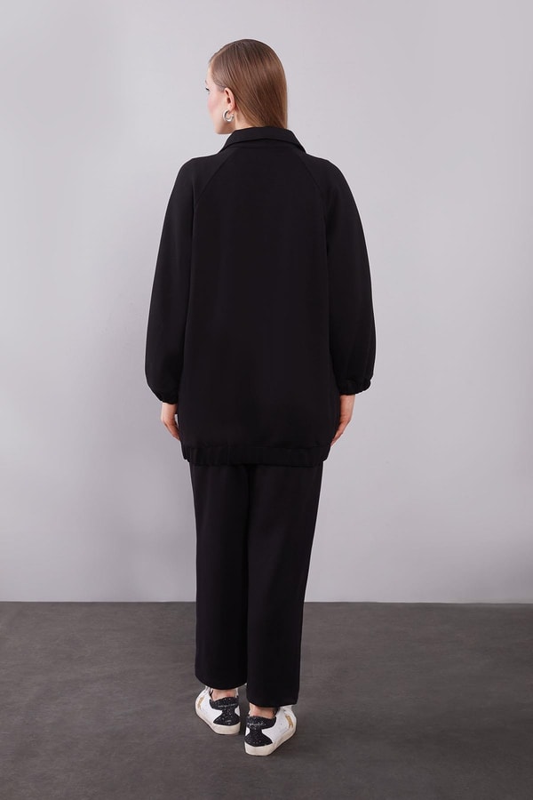 LevidorSiyah Cep Detaylı Fermuarlı İkili Takım