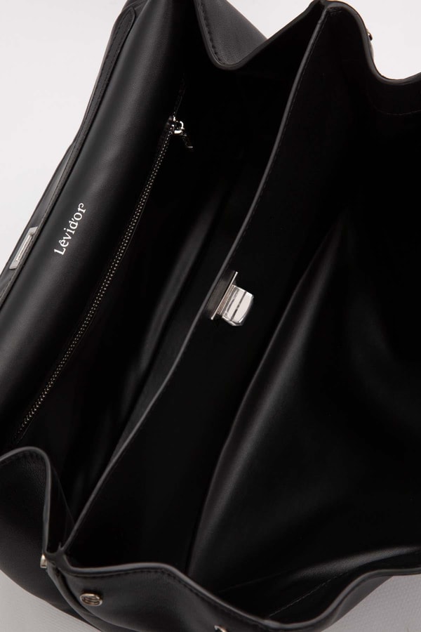 LevidorSiyah Çevirme Kilit Aksesuarlı Omuz Çantası