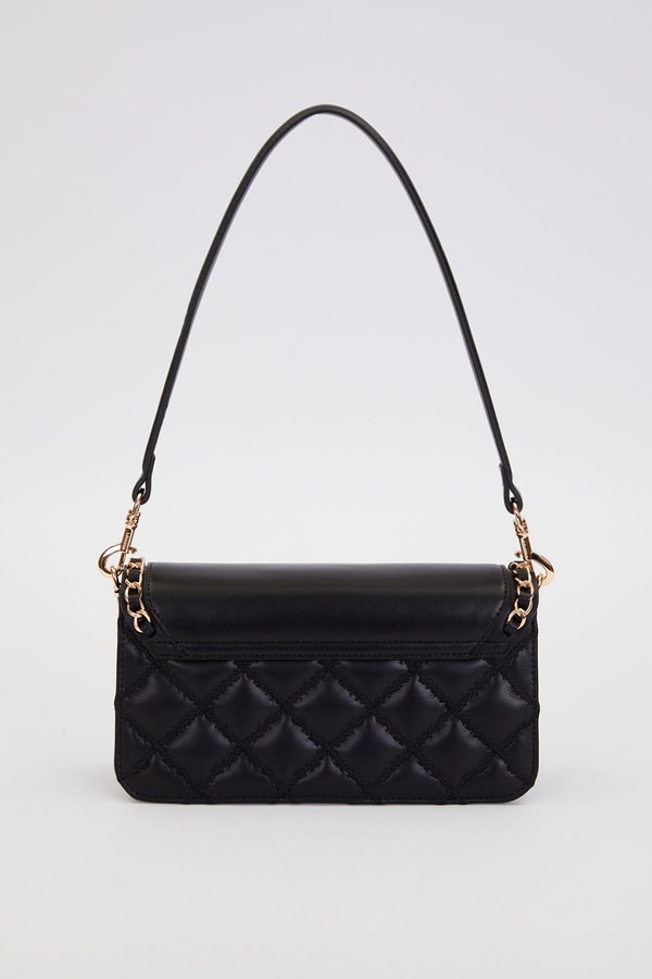 LevidorSiyah Çift Askılı Kapitone Omuz Çantası