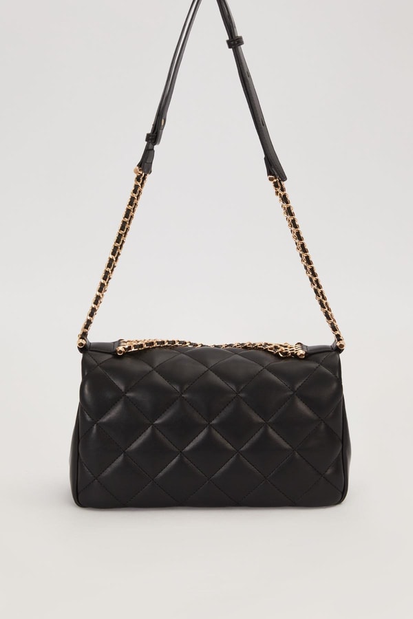 LevidorSiyah Çift Zincirli Kapitone Omuz Çantası