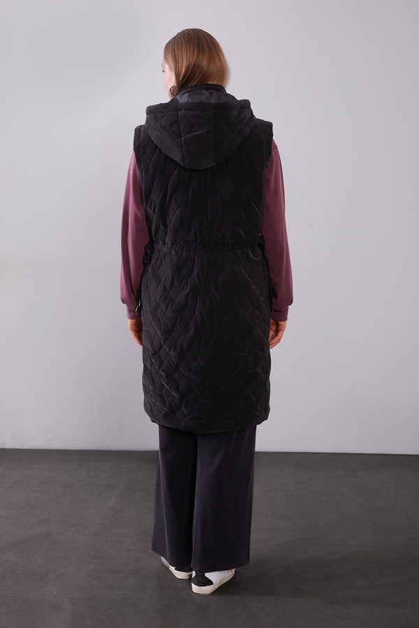 LevidorSiyah Çıtçıt Rüzgarlık Detaylı Şişme Yelek