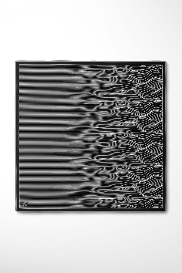 LevidorSiyah Çizgi Desen Twill İpek Eşarp