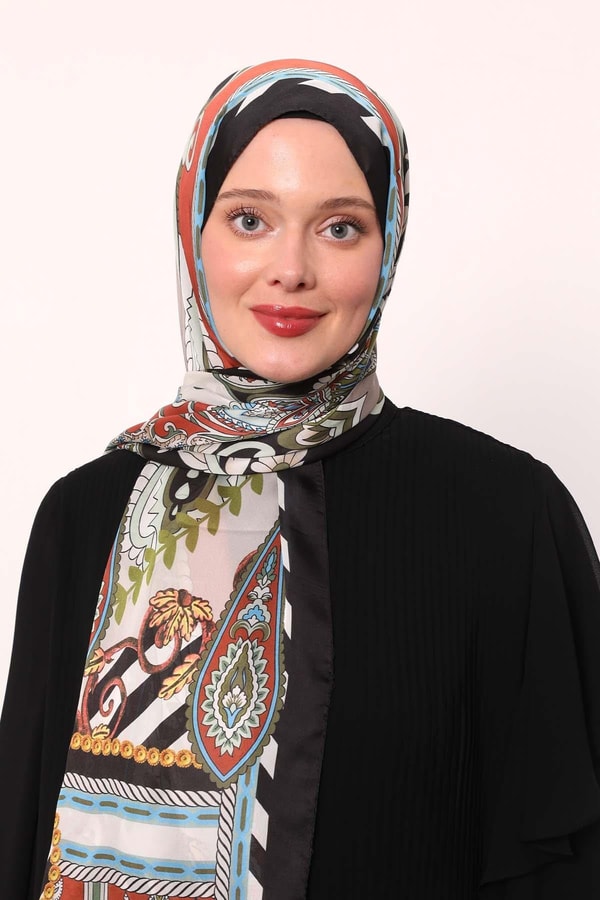 LevidorSiyah Çizgili Hint İpeği Şal