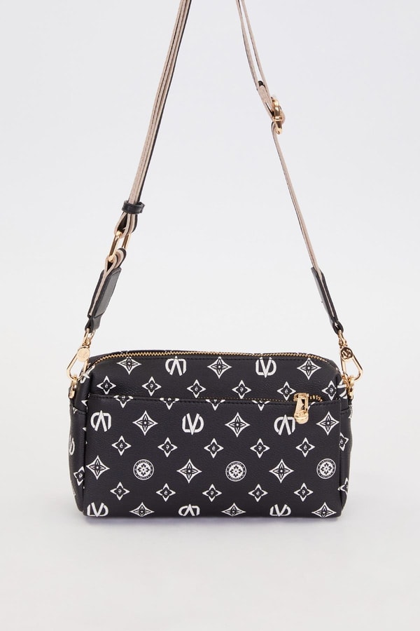 LevidorSiyah Çizglili Kuşak Detaylı Omuz Çantası