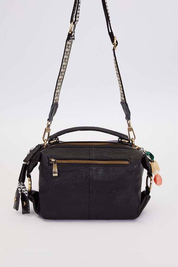 LevidorSiyah Çoklu Aksesuar Detaylı Omuz Çantası