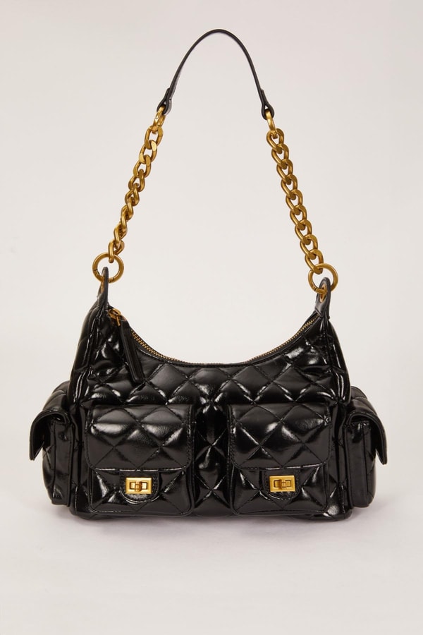 LevidorSiyah Çoklu Cep Bölmeli Omuz Çantası