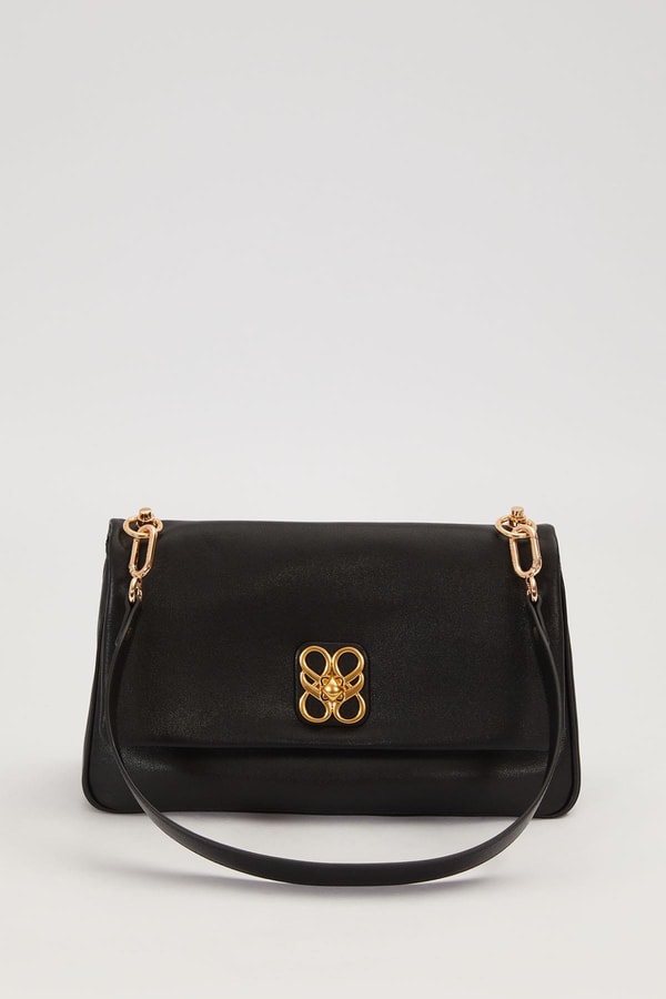 LevidorSiyah Desen Tokalı Omuz Çantası