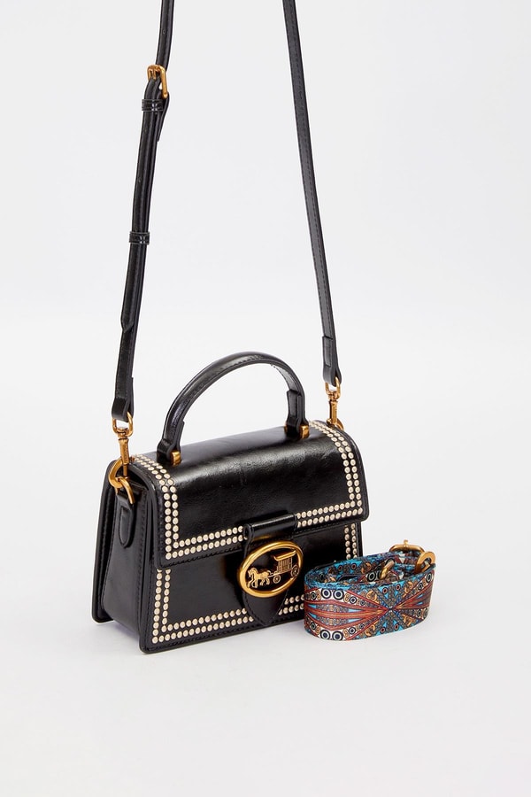 LevidorSiyah Desenli Askı Detay Omuz Çantası