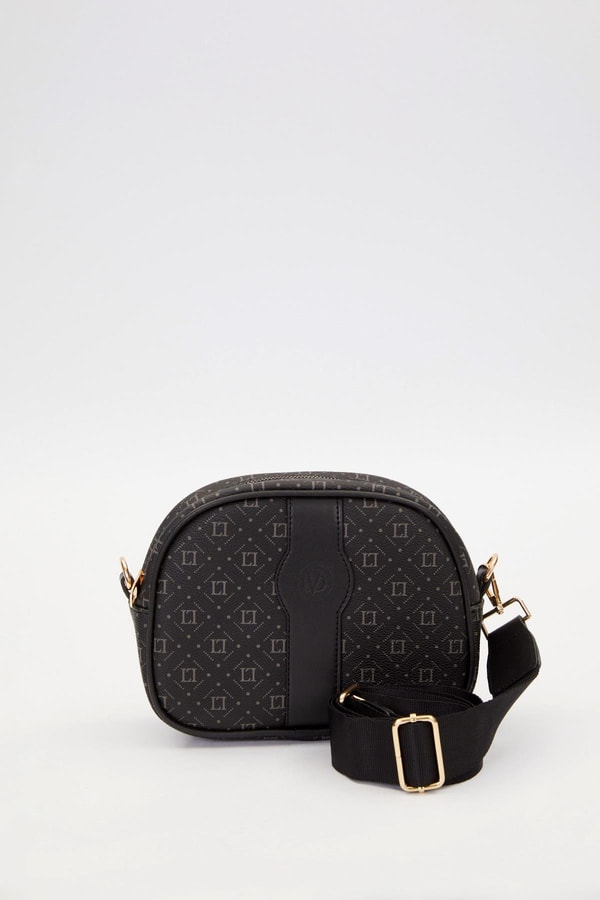 LevidorSiyah Dikey Şerit Detatylı Omuz Çantası