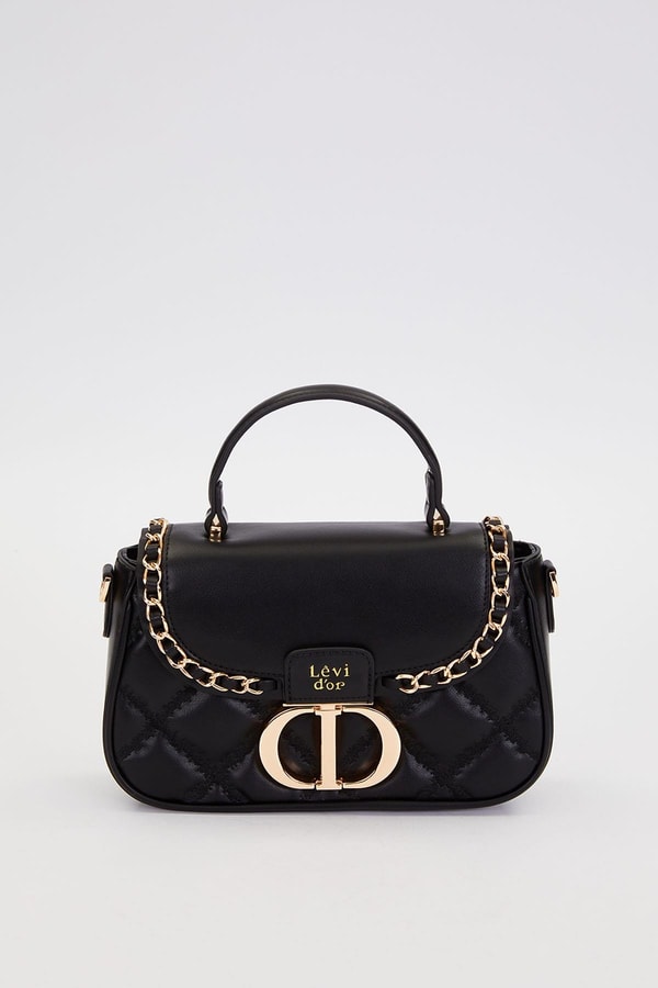 LevidorSiyah Dikişli Kapitone Model El Çantası