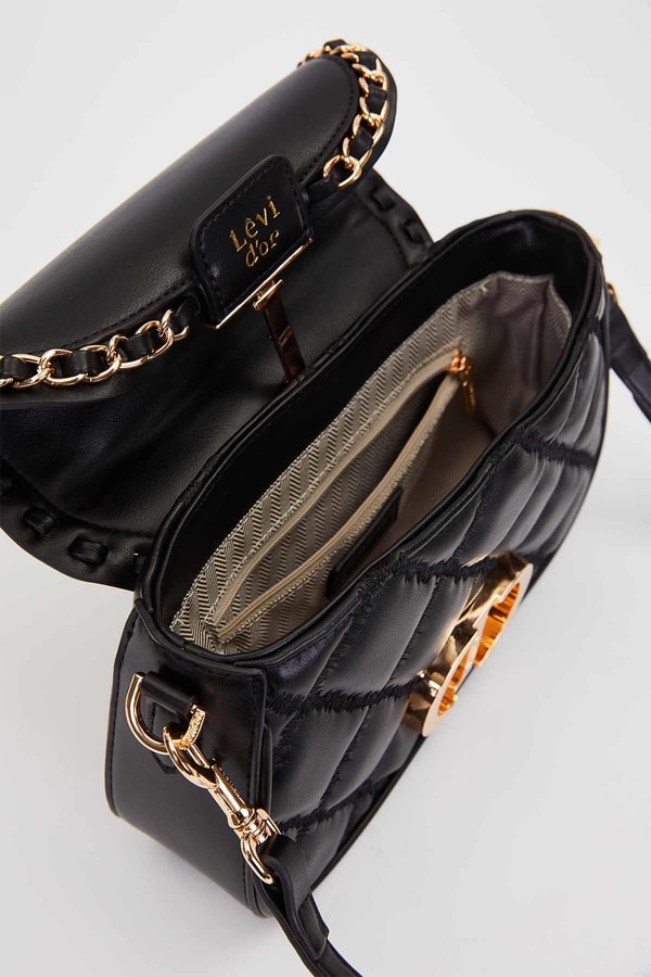 LevidorSiyah Dikişli Kapitone Model El Çantası