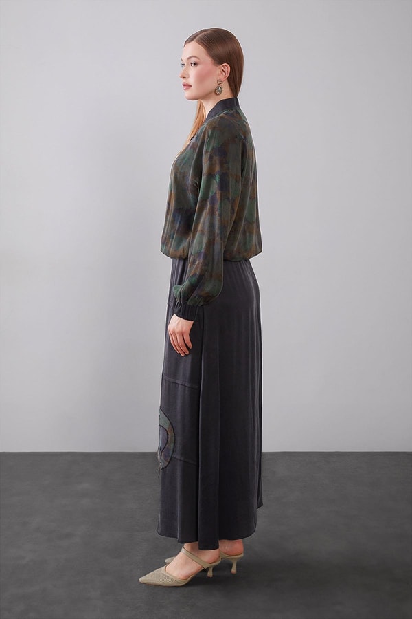 LevidorSiyah Ebruli Desenli Cupra İkili Takım