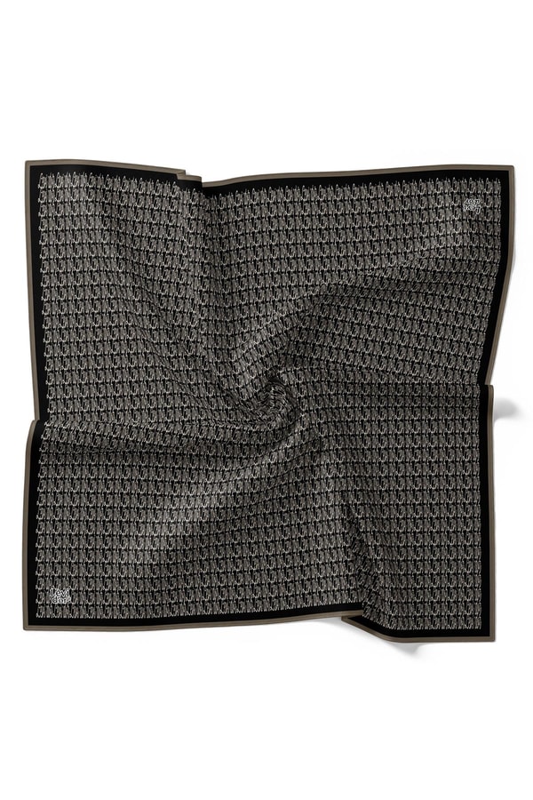 LevidorSiyah El Yazısı Desen Twill İpek Eşarp