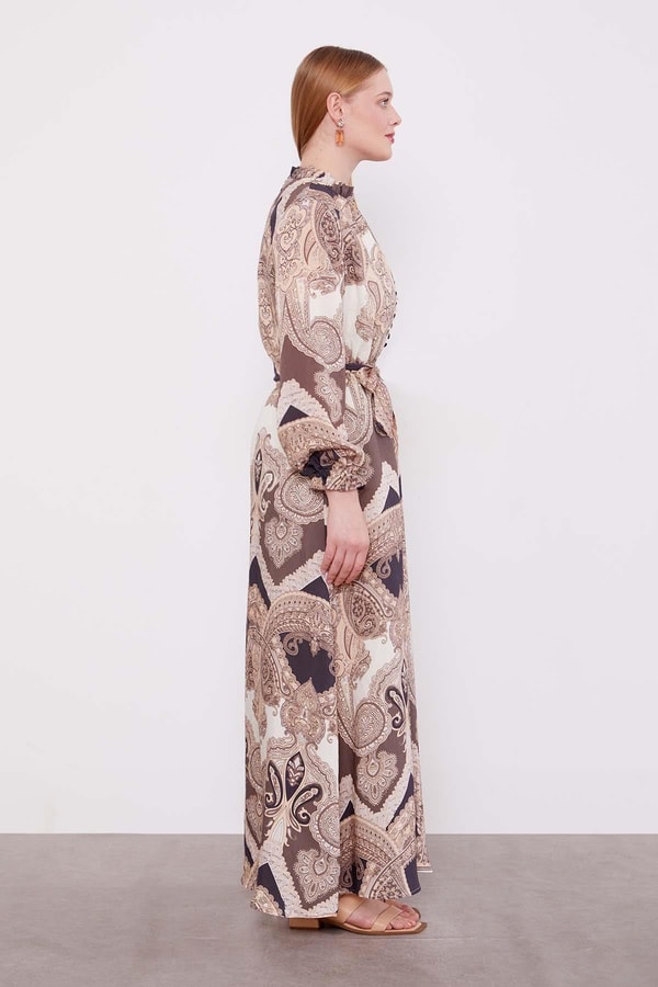 LevidorSiyah Etnik Desenli Elbise