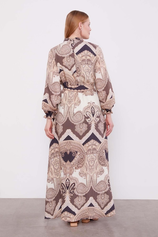 LevidorSiyah Etnik Desenli Elbise