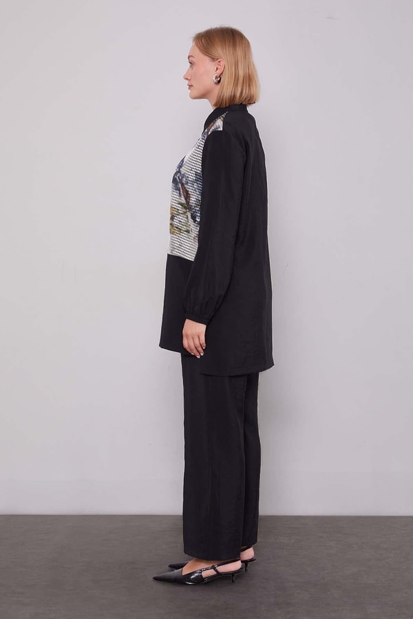 LevidorSiyah File Baskılı İkili Takım