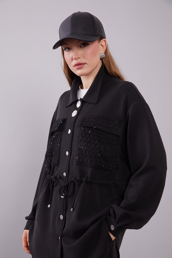 LevidorSiyah File Cep Detaylı İkili Takım