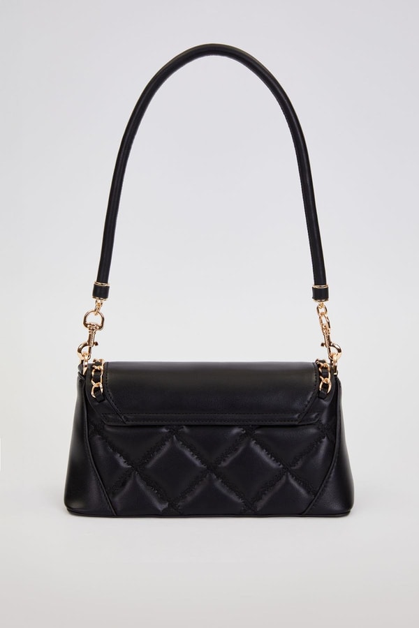 LevidorSiyah Geniş Taban Kapitone Omuz Çantası