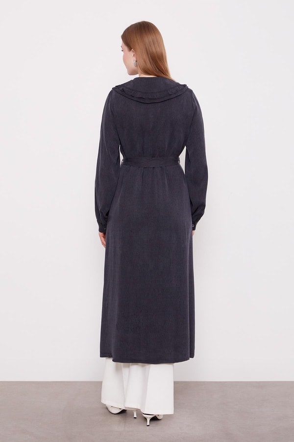 LevidorSiyah Geniş Yakalı Fermuarlı Kap