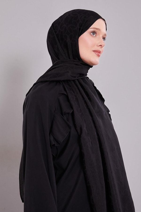 LevidorSiyah Geometrik Desen Grazia Şal