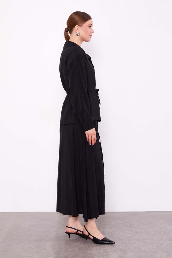 LevidorSiyah Gizli Fermuar Detaylı Etek Takım