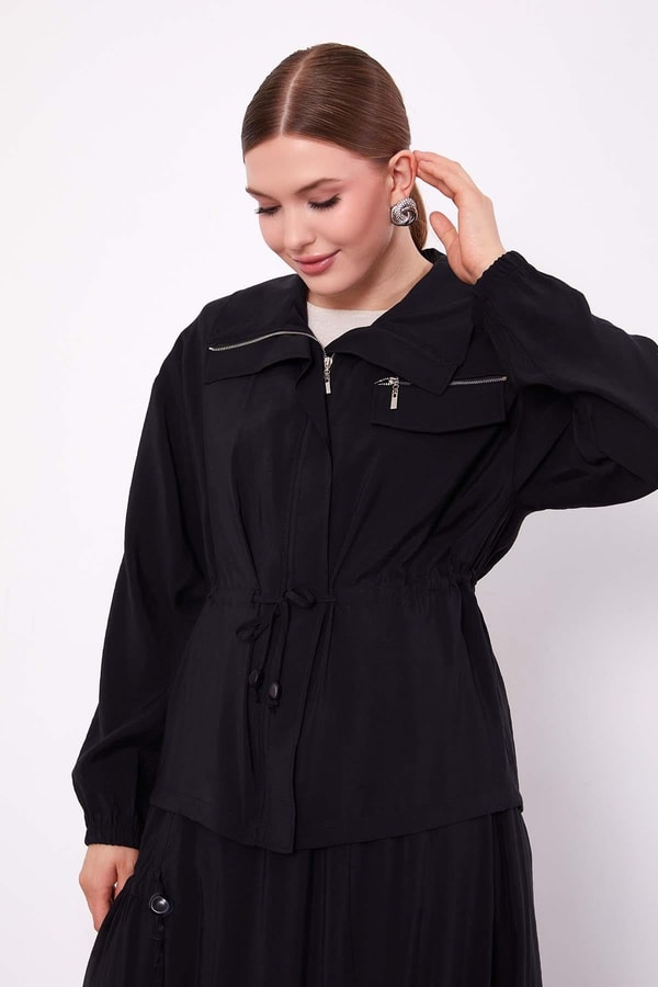 LevidorSiyah Gizli Fermuar Detaylı Etek Takım