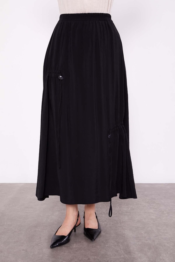 LevidorSiyah Gizli Fermuar Detaylı Etek Takım