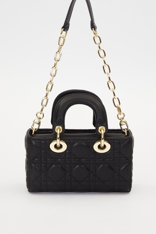 LevidorSiyah Gold Zincir Detaylı Omuz Çantası