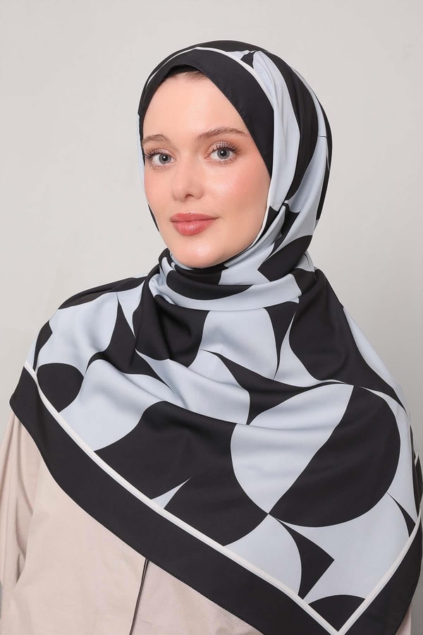 LevidorSiyah-Gri Dairesel Desen Club Şal