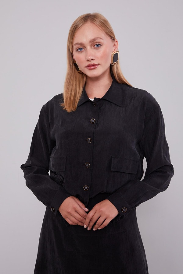 LevidorSiyah Gül Detaylı Cupra Etekli Takım