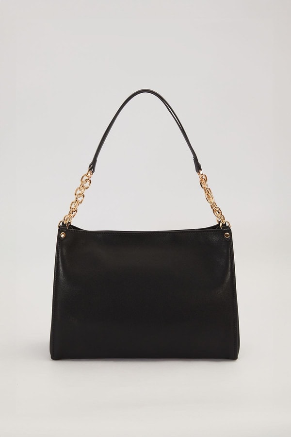 LevidorSiyah Halka Zincir Detaylı Omuz Çantası
