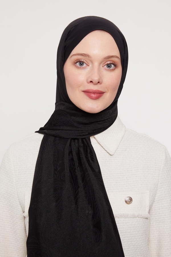 LevidorSiyah Hint Desen Grazia Şal