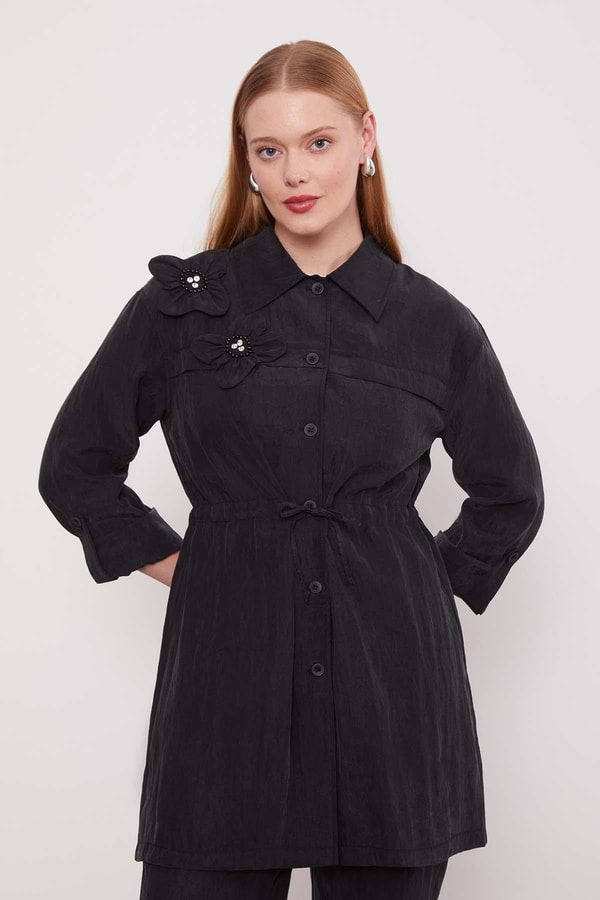 LevidorSiyah İşleme Omuz Detaylı Cupra İkili Takım