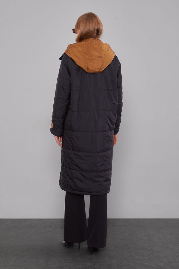 LevidorSiyah-Kahve Çift Renk Şişme Mont