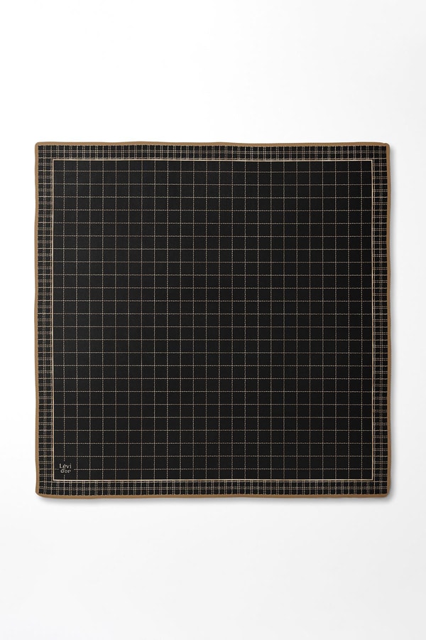 LevidorSiyah-Kahve Kareli Twill İpek Eşarp